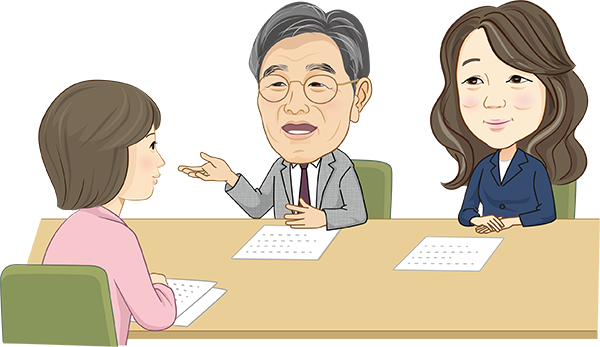 税理士と相談する女性のイラスト